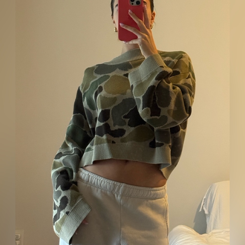 Vans - Camouflage Cropped Sweater Green Pattern